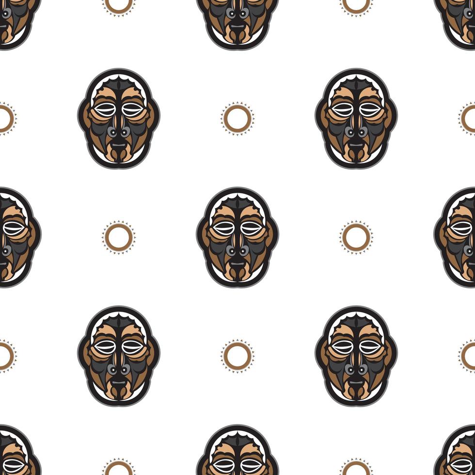 Nahtloses Muster mit Tiki-Maske im hawaiianischen Stil. gut für T-Shirt-Drucke, Tassen, Handyhüllen. isoliert. Vektor-Illustration. vektor