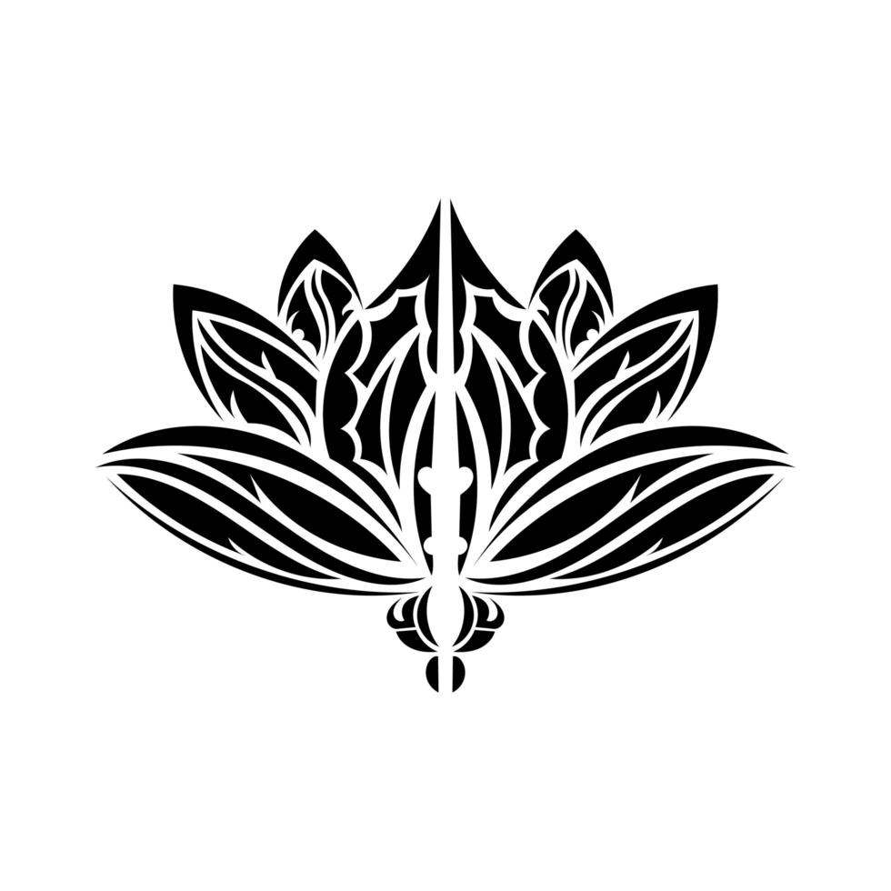 schwarz-weißes Lotusmuster im einfachen Stil. Yoga-Symbol. isoliert. Vektor-Illustration. vektor