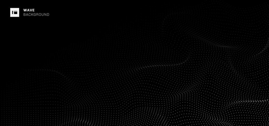 vita prickar vågor mönster futuristiska på svart bakgrund vektor