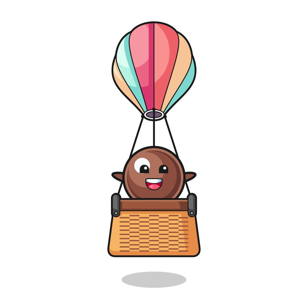 tapiokapärlamaskot som rider på en luftballong vektor