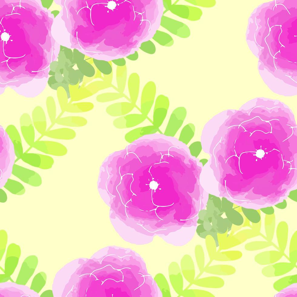 Vektor-Illustration Musterdesign Aquarell Blumen auf hellgelbem Hintergrund vektor