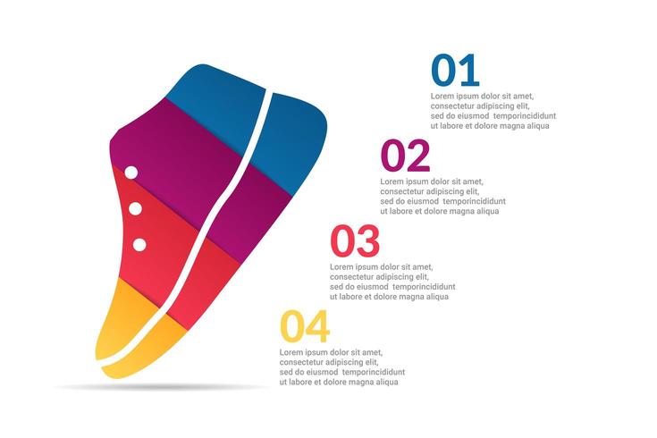 Schuh Infografik Design mit Optionen oder Liste vektor