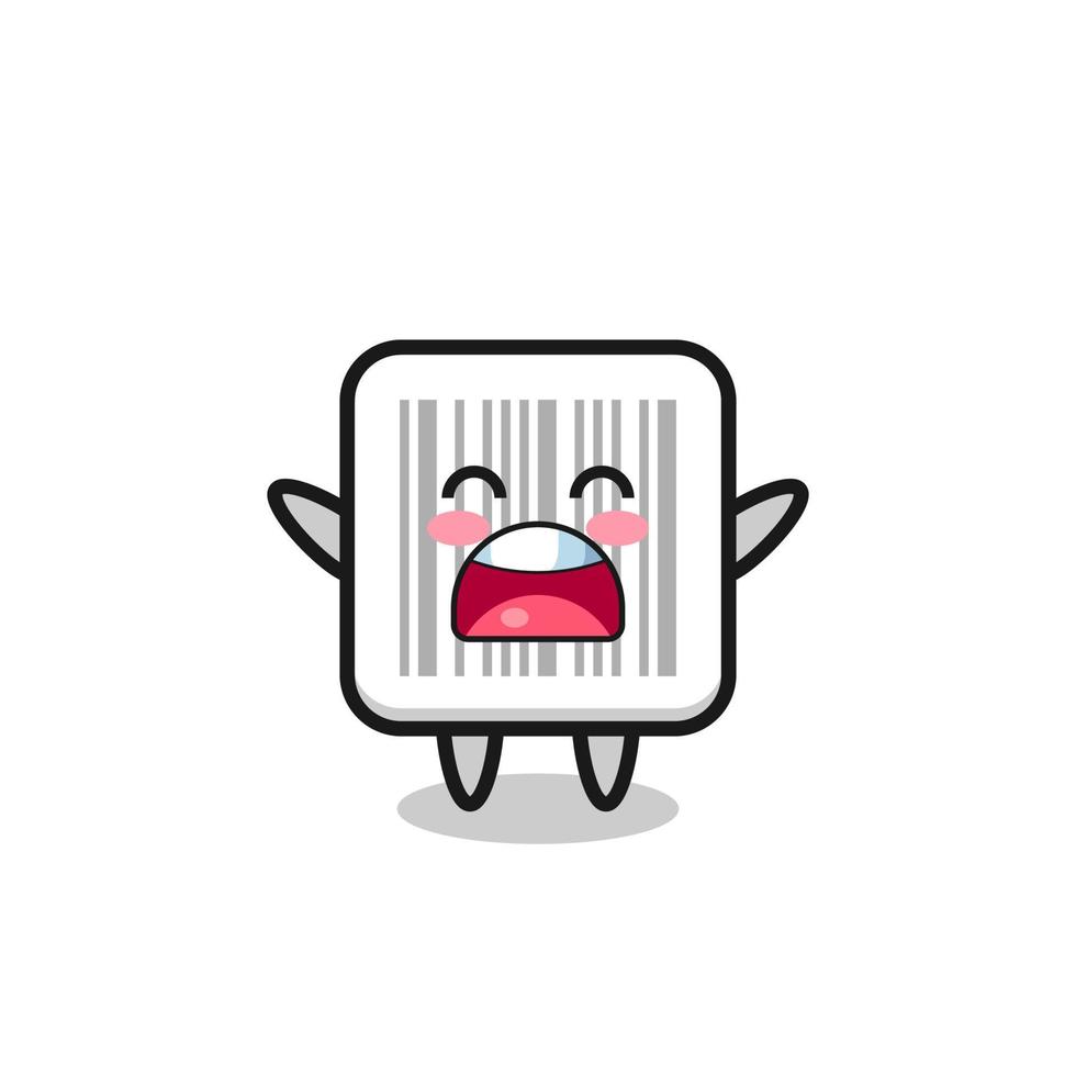 süßes Barcode-Maskottchen mit gähnendem Ausdruck vektor