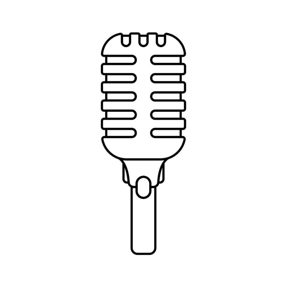 Retro-Mikrofon-Umriss-Symbol-Illustration auf isoliertem weißem Hintergrund, geeignet für Sprache, Audio, Sing-Symbol vektor