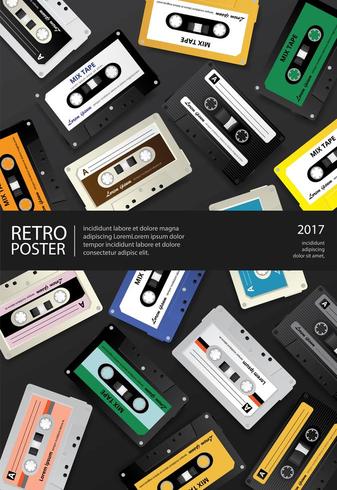 Vintage retro kassettbandspappersdesignmall vektor