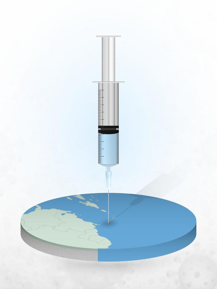 vaccination av Barbados, injektion av en spruta i en karta över Barbados. vektor