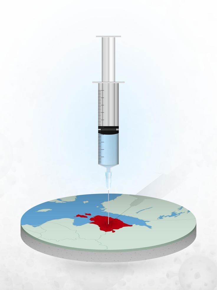 vaccination av estland, injektion av en spruta i en karta över estland. vektor