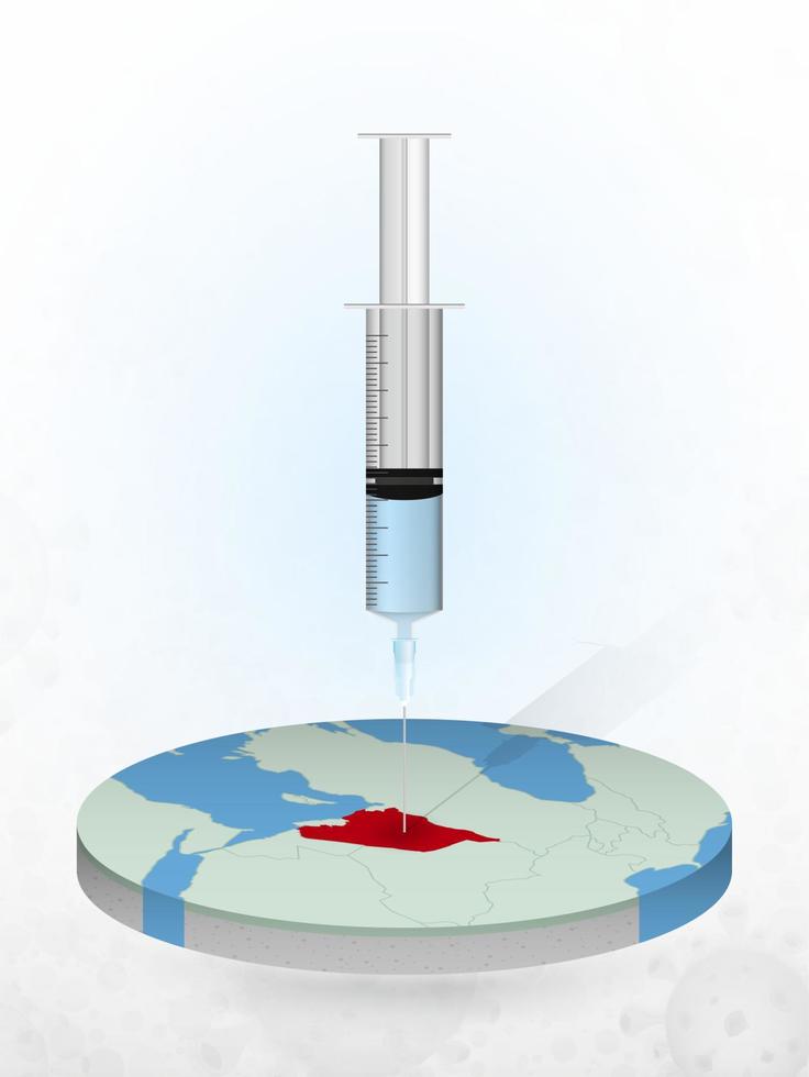 impfung von syrien, injektion einer spritze in eine karte von syrien. vektor