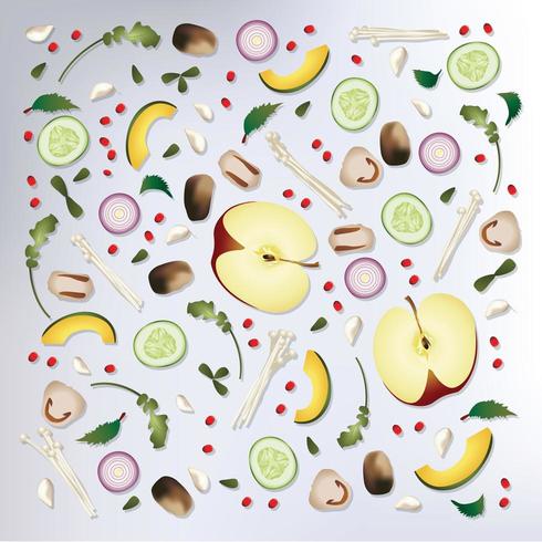 Färgglada mönsterfrukter och grönsakerbakgrund vektor