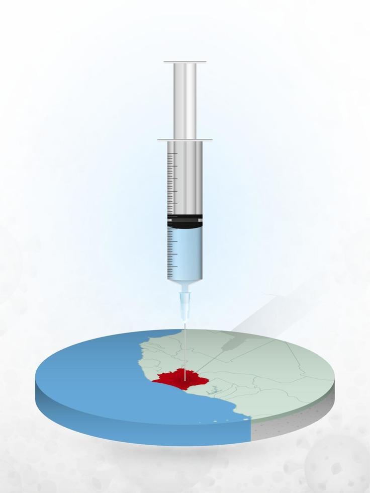 vaccination av elfenbenskusten, injektion av en spruta i en karta över elfenbenskusten. vektor