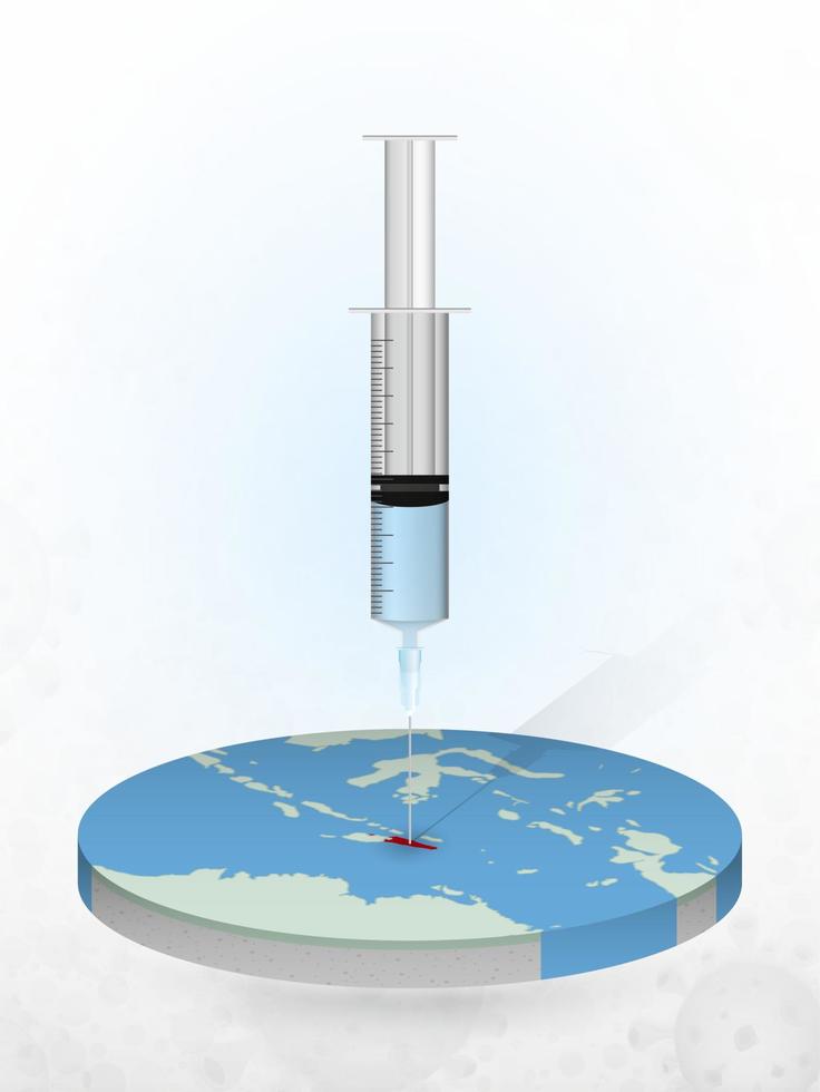Impfung von Osttimor, Injektion einer Spritze in eine Karte von Osttimor. vektor