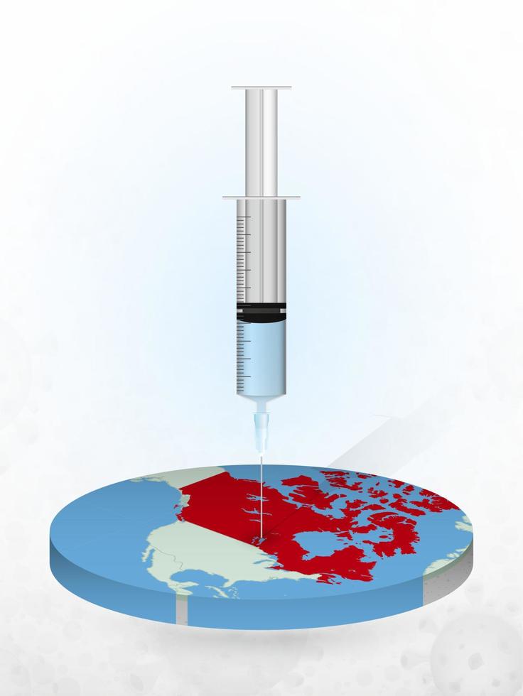 vaccination av Kanada, injektion av en spruta i en karta över Kanada. vektor