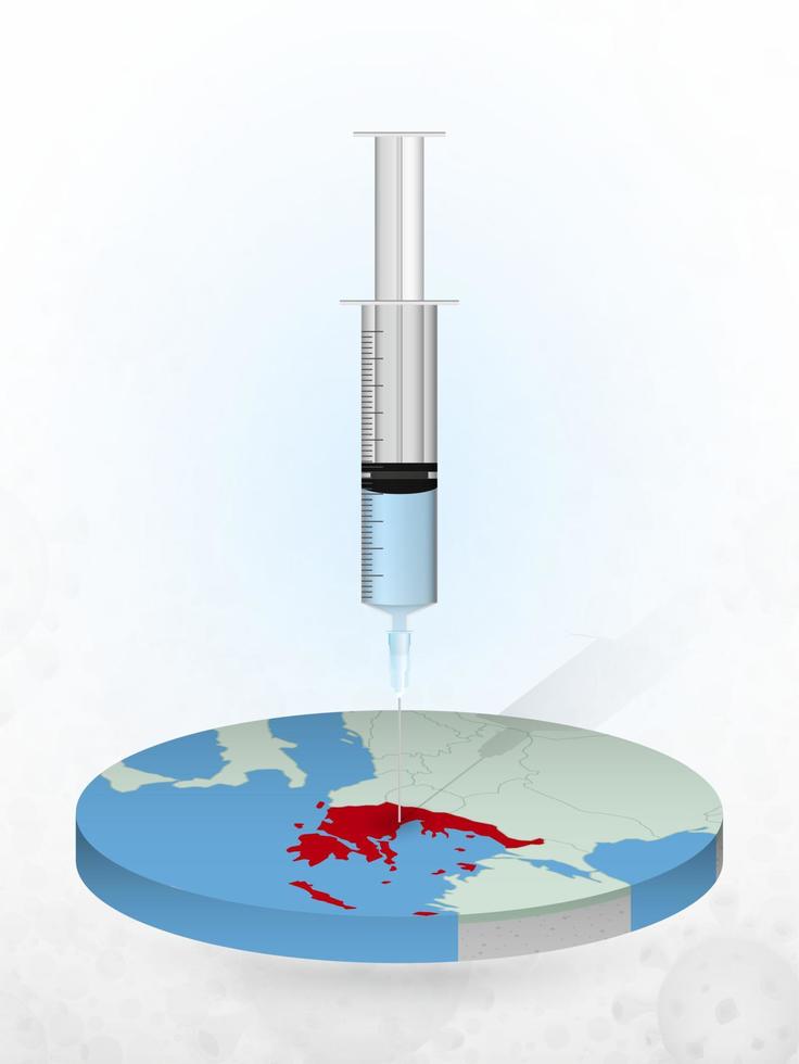 vaccination av Grekland, injektion av en spruta i en karta över Grekland. vektor