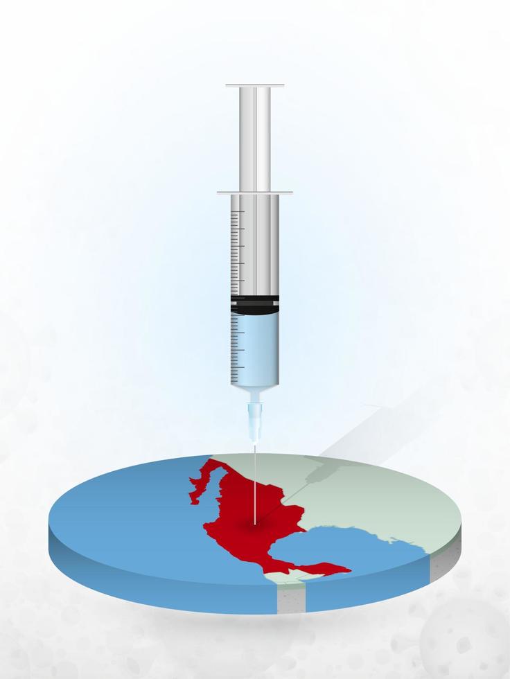 Impfung von Mexiko, Injektion einer Spritze in eine Karte von Mexiko. vektor