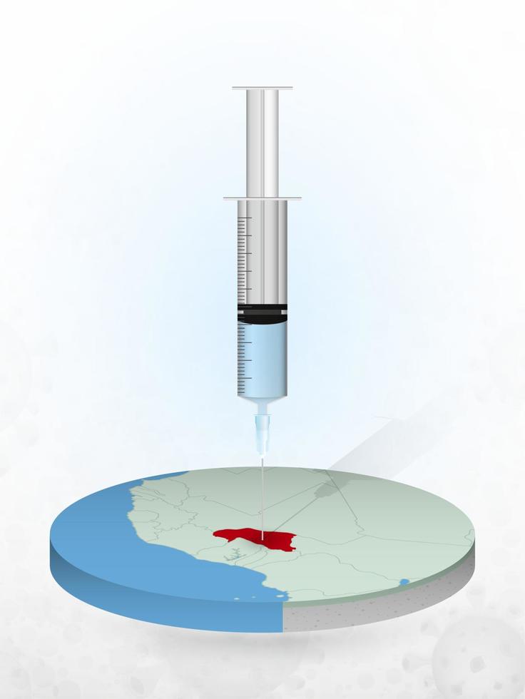 Impfung von Burkina Faso, Injektion einer Spritze in eine Karte von Burkina Faso. vektor