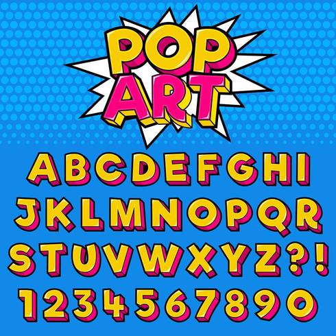 Pop-Art-Stil-Typografie-Set vektor