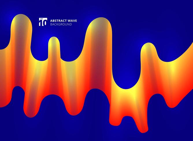 Gula och röda våglinjer slät kurva på blå bakgrund vektor