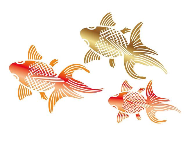 Guldfiskar i japansk traditionell stil. vektor