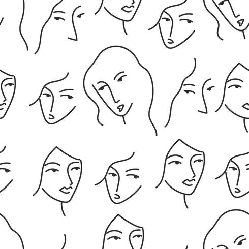 Doodled Faces för kvinnor vektor