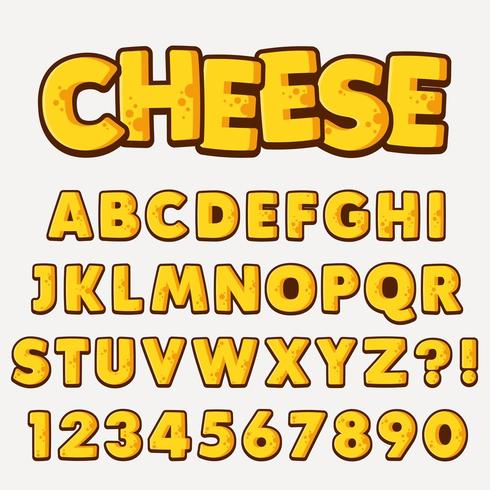 Käse-Art-Entwurfs-Alphabet-Satz vektor