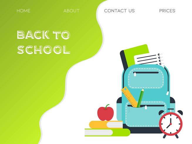 Zurück zu Schule-Landing Page vektor