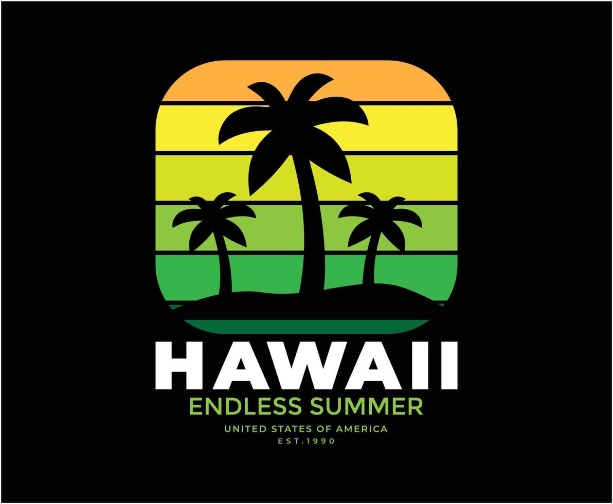 Hawaii-Sommer-Vektor-T-Shirt-Design für den Druck vektor