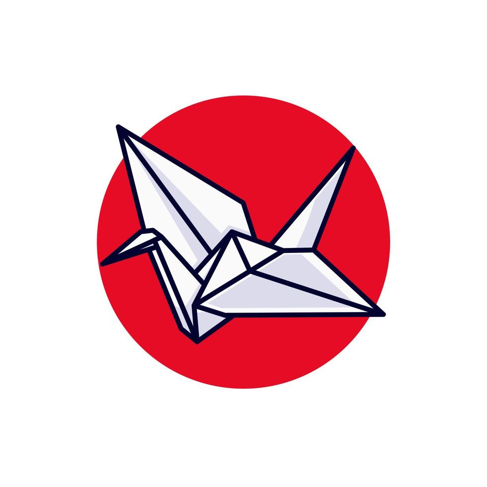 japanskt origami papper med japansk flagga bakgrund vektor