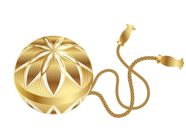 Goldener Temari-Ball-Feiertag des japanischen Neujahrsfests vektor