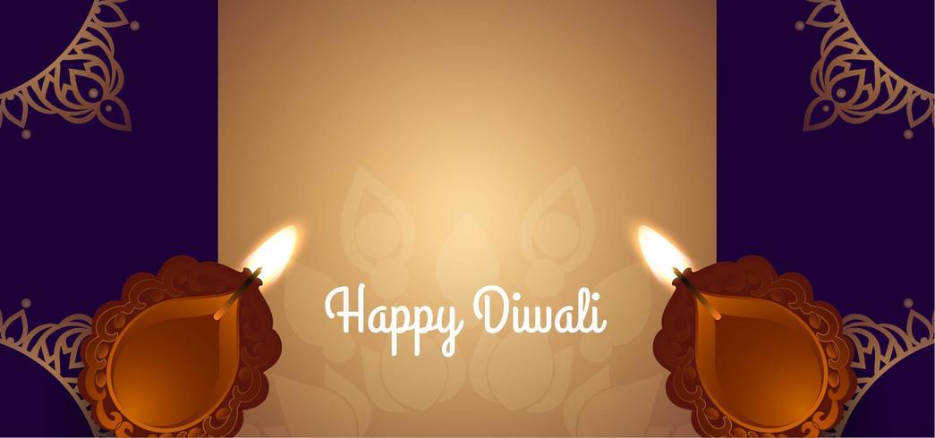 Dunkles glückliches Diwali mit zwei Diya vektor