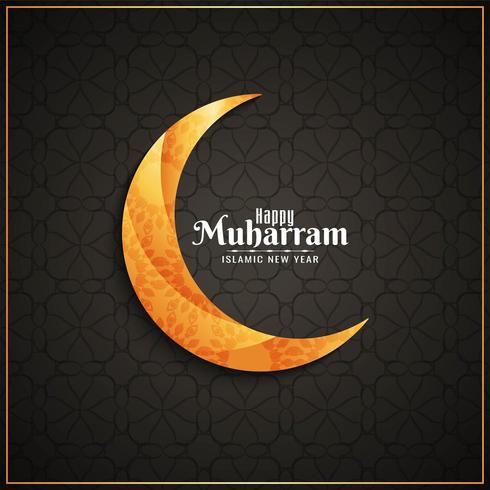 Glücklicher Muharran Hintergrund mit einfachem goldenem Mond vektor