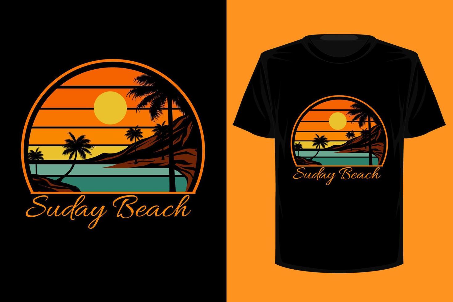 Sonntag Strand Retro-Vintage-T-Shirt-Design vektor