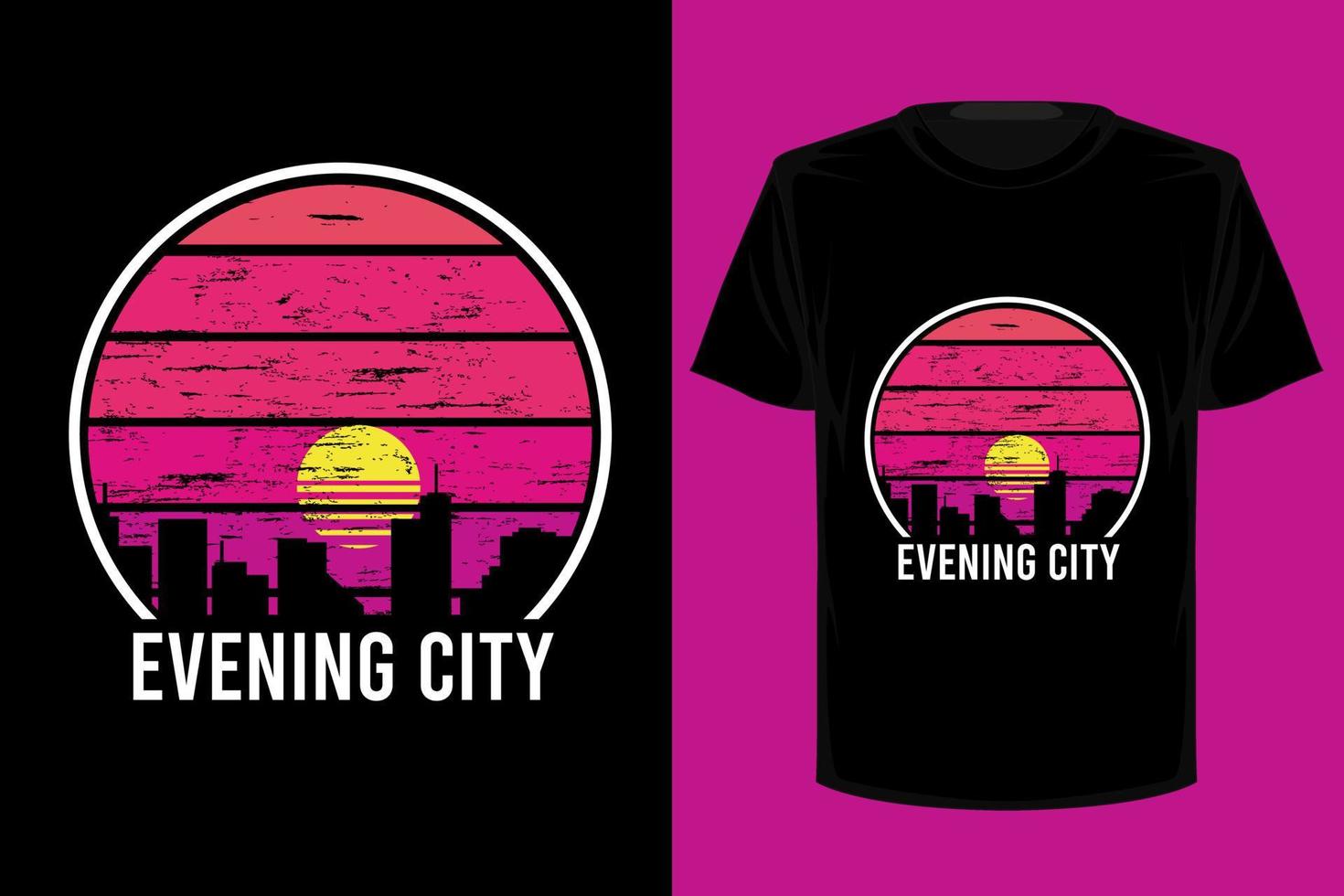 kväll staden retro vintage t-shirt design vektor