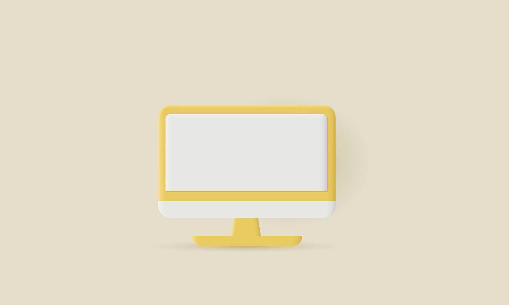 3d realistisches minimales mockup gelber desktop weiß auf hintergrund vektor