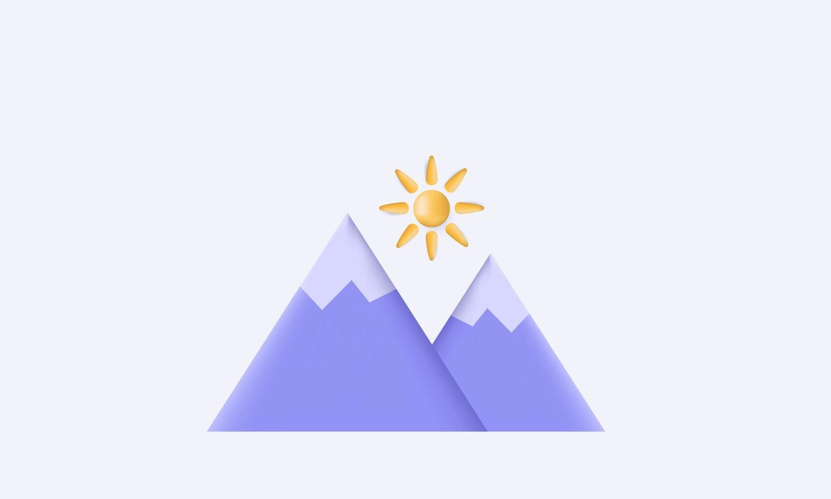 3D-Bergsonne-Symbol auf Hintergrund isoliert vektor