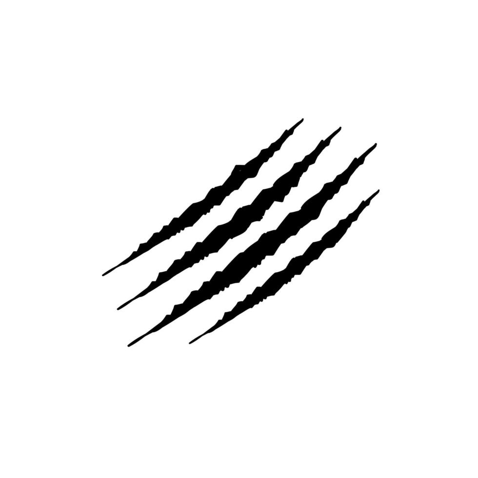 handgezeichnete tierkrallen kratzspur, katze tiger kratzt pfotenform gekritzelvektor vektor