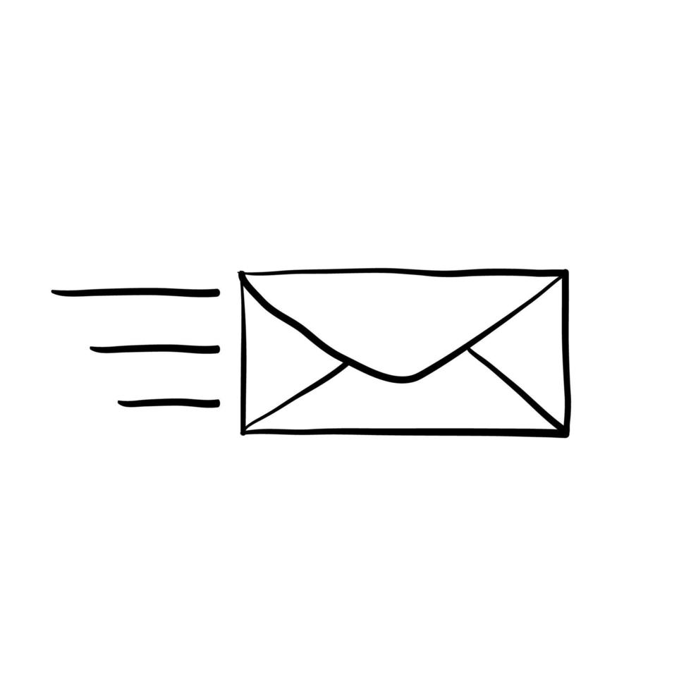 skicka e-post illustration ikon med handritade doodle stil vektor