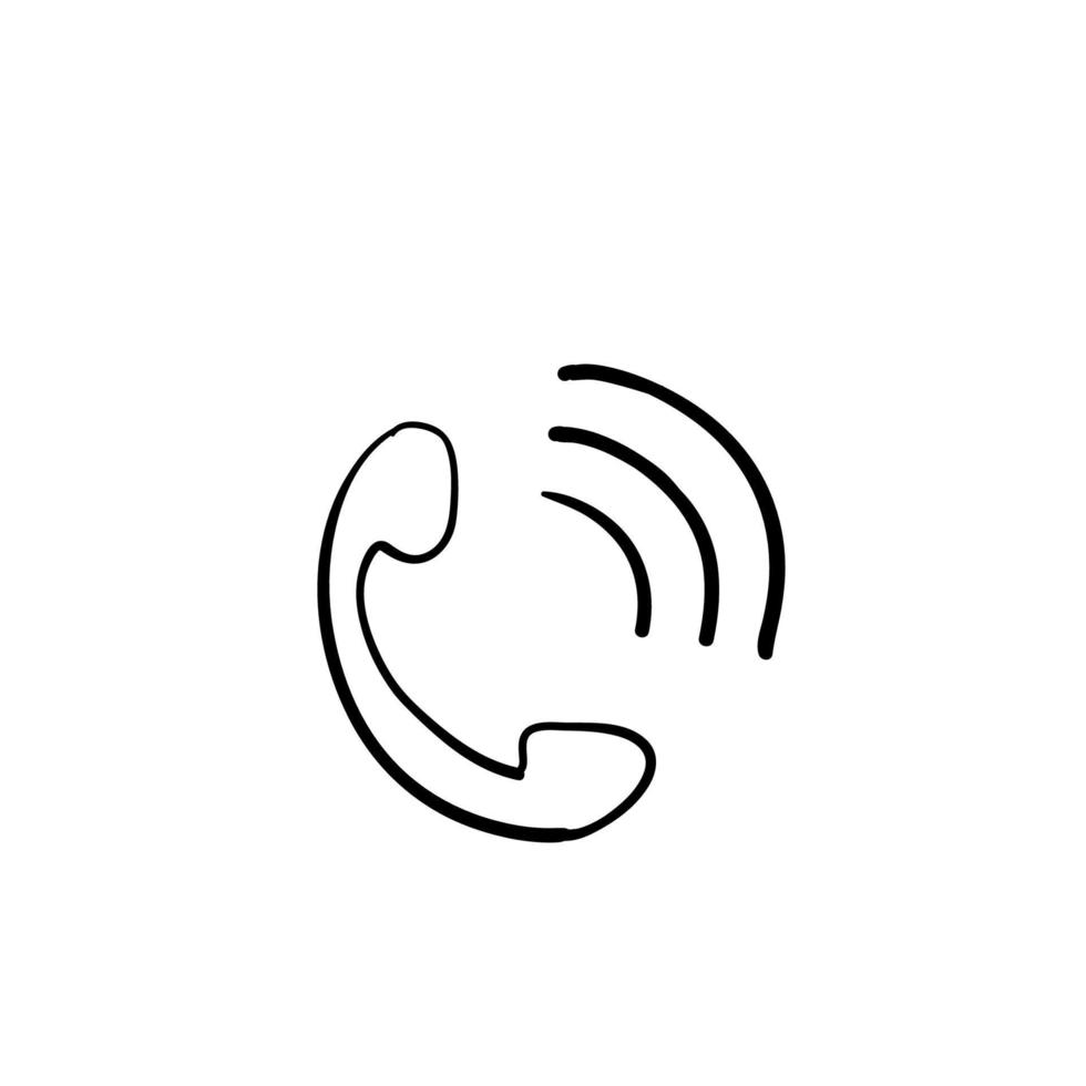 telefonikonen i trendig platt stil isolerad på vit bakgrund. telefon symbol. med handritad doodle stil isolerad på vit vektorillustration. vektor