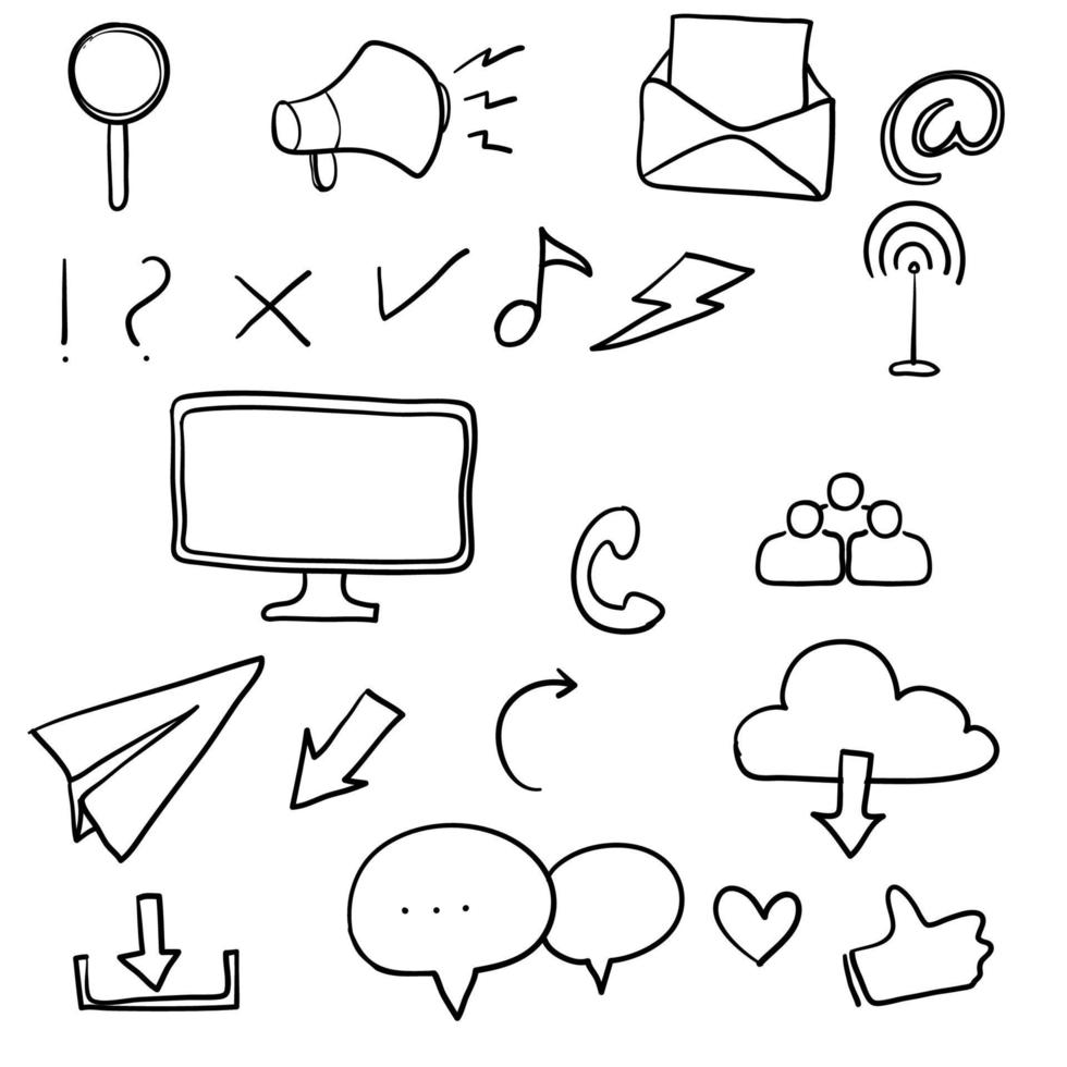 sammlung von social-media-symbolen mit handgezeichnetem stil für druck, web, mobil und infografiken. vektorillustration vektor