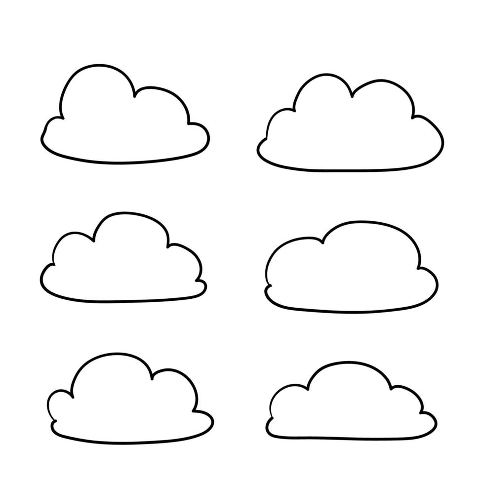 Cloud-Symbol mit handgezeichneter Doodle-Cartoon-Stil-Illustration isoliert auf weißem Hintergrund vektor