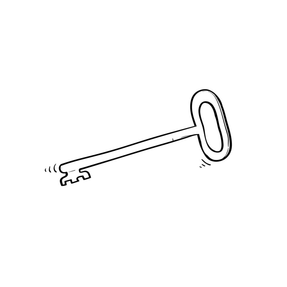 doodle nyckel illustration med handritad doodle stil vektor