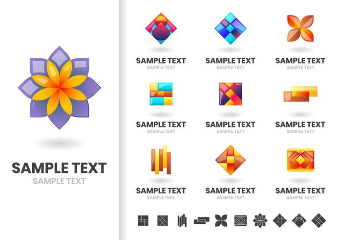 Uppsättning geometriska blommor formlogotyper vektor