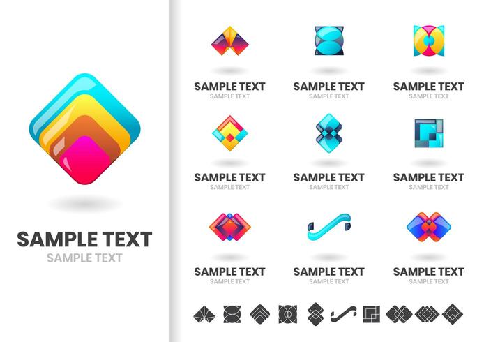 Satz moderne bunte überlagerte geometrische Logos vektor
