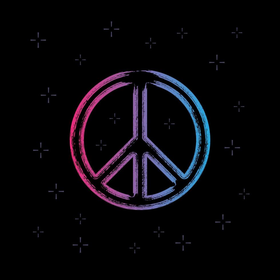 Grunge-Friedenszeichen, Vektor-Friedenssymbol mit farbenfrohem Stil vektor