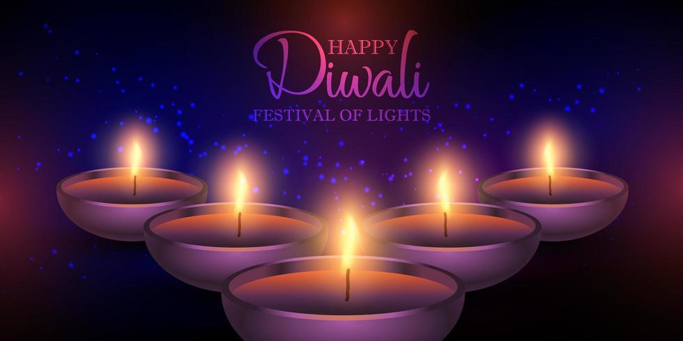 Uppsättning av Diwali lampor banner vektor