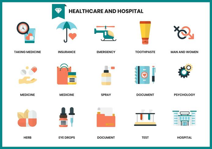 Set Gesundheitswesen- und Krankenhauselemente vektor