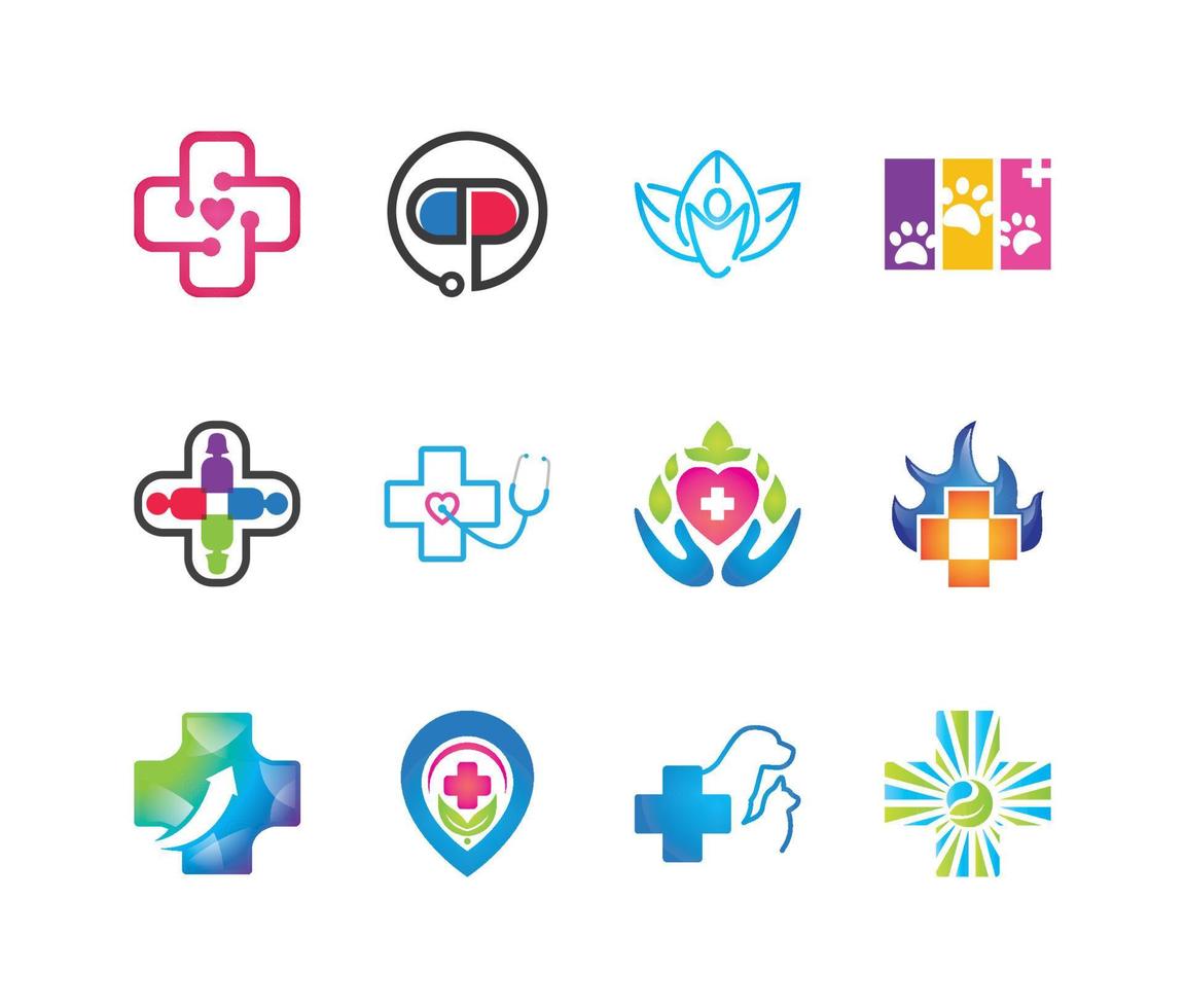 uppsättning av medicinsk hälsa logotypdesign vektor