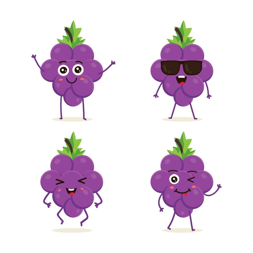 Sammlung von Grapefruit-Charakteren in verschiedenen Ausdrucksformen vektor