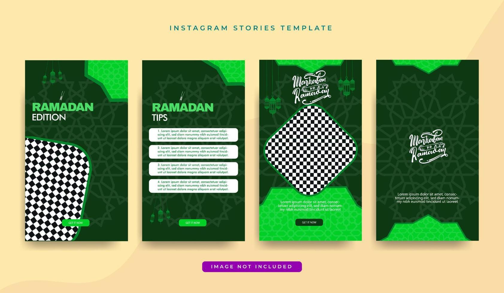 ramadan instagram geschichten sammlungspaketvorlage vektor