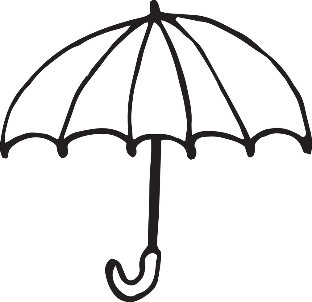paraply skiss ikon handritad doodle, skandinaviska. höst, regn, enda element för design, minimalism monokrom vektor