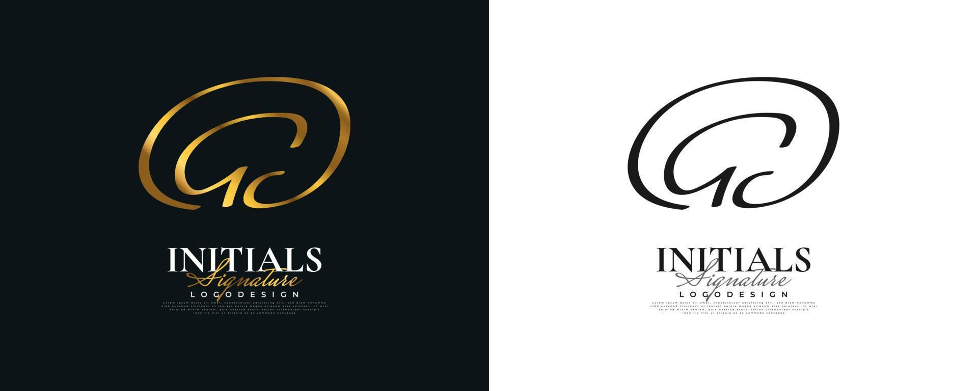 anfängliches g- und c-logo-design im eleganten goldhandschriftstil. gc-signaturlogo oder symbol für hochzeit, mode, schmuck, boutique und geschäftsidentität vektor